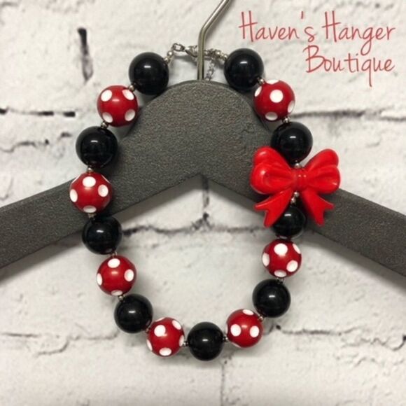 Mickey Minnie Mouse Bubble Bead Necklace - Picture 1 of 5